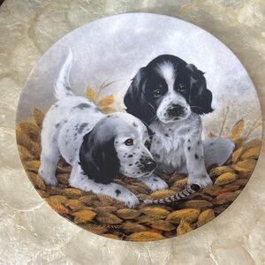 Vintage Knowles Collector Plate: English Setter Puppies, Lynn Kaatz Art
